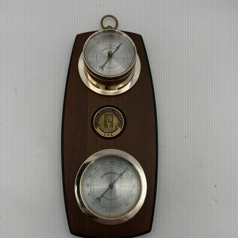 MCM Springfield Wall Barometer Thermometer General Research Corp 10 Year Plaque